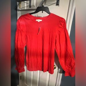 LOFT Red long sleeve top with princess sleeve